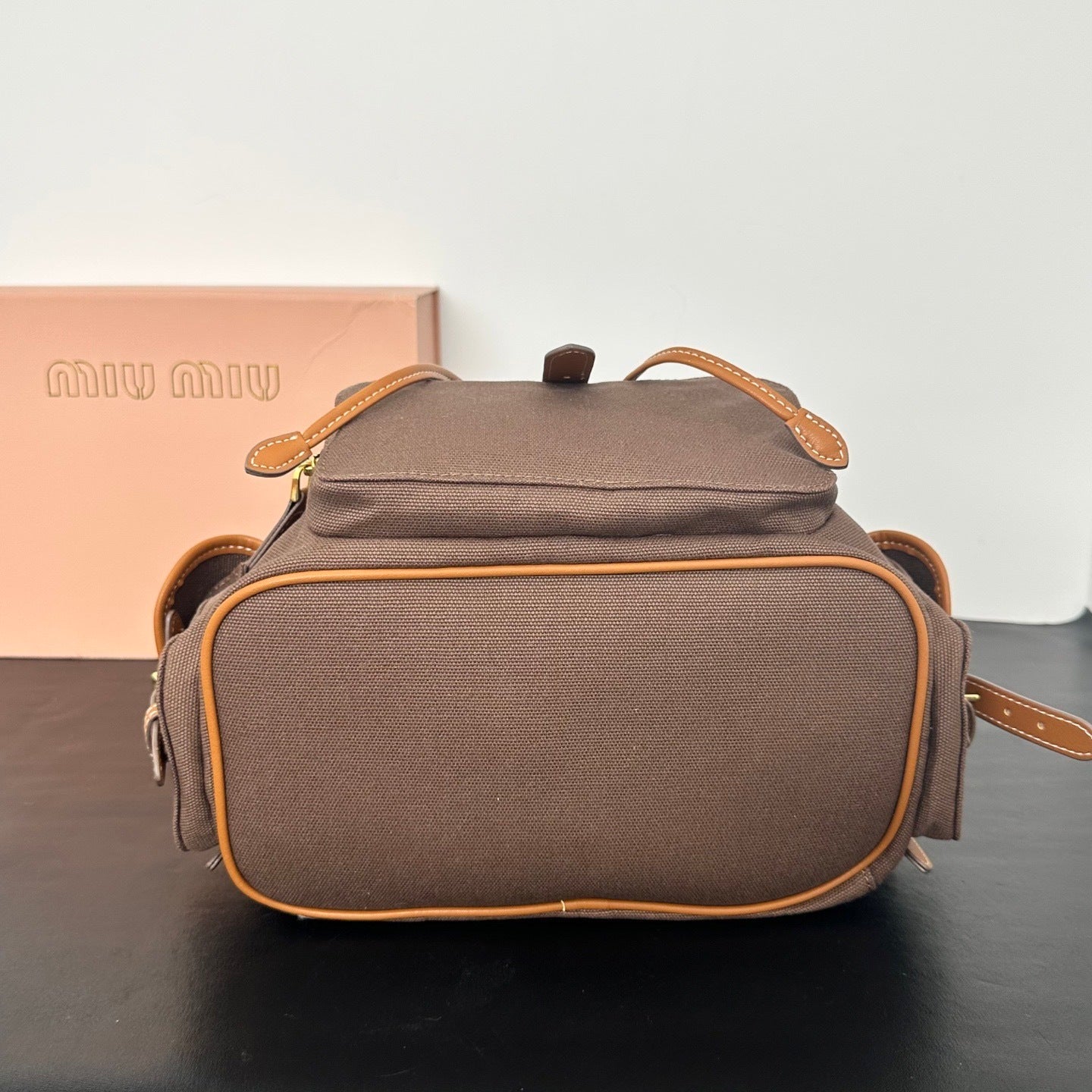 Large Canvas & Leather Backpack – Collegiate Style, 29.5cm