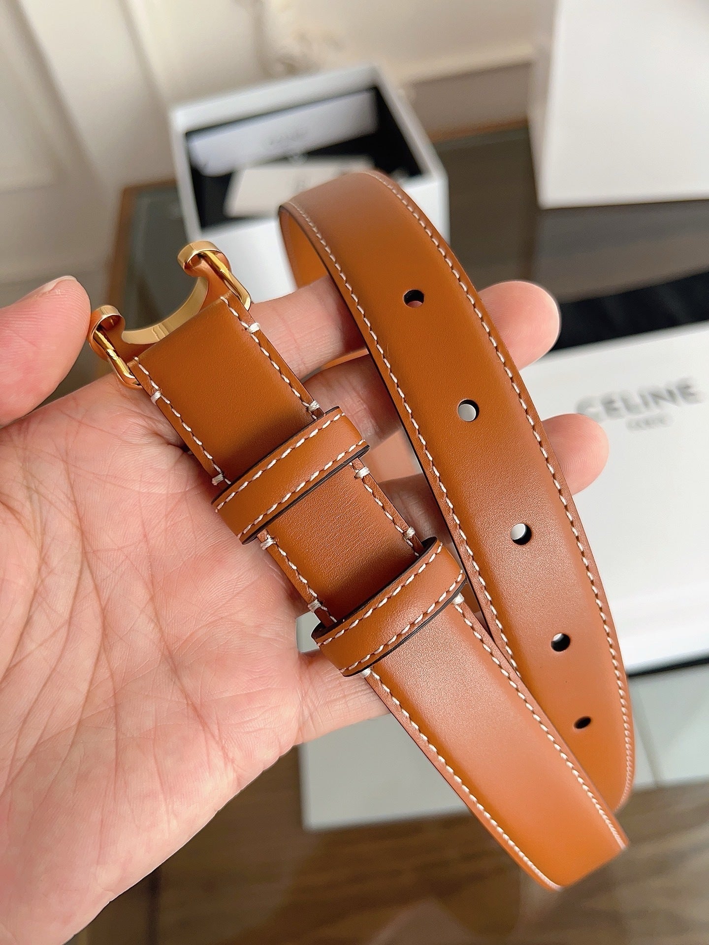 New Women’s Leather Belt — Enamel Signature Buckle