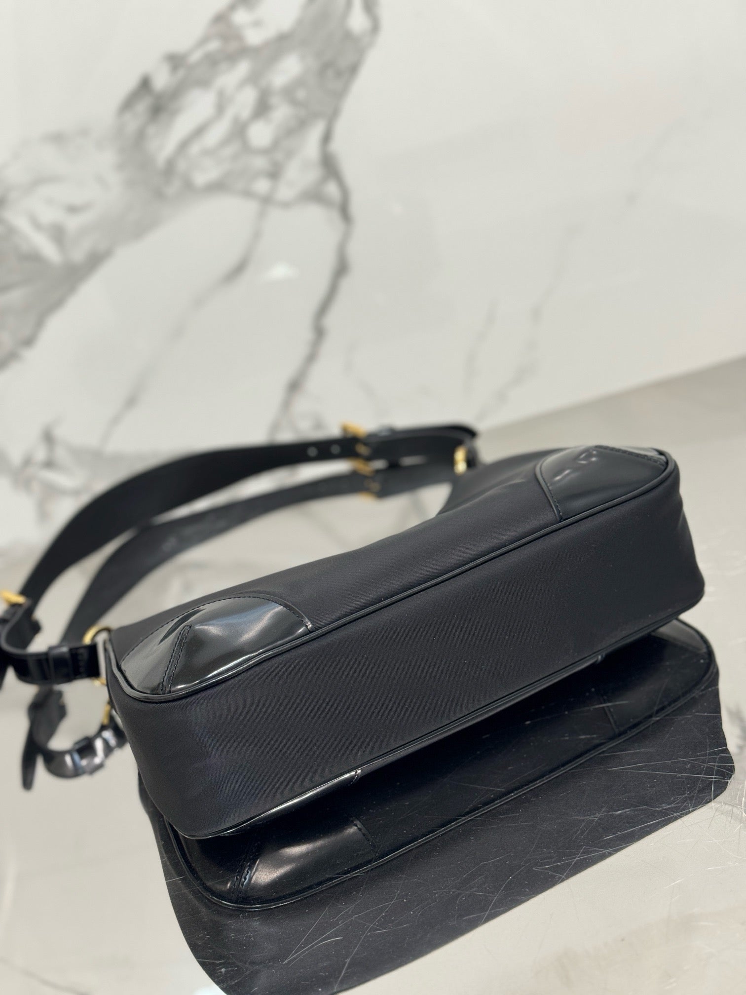 New Arrival | Modern Nylon & Patent Leather Shoulder Bag
