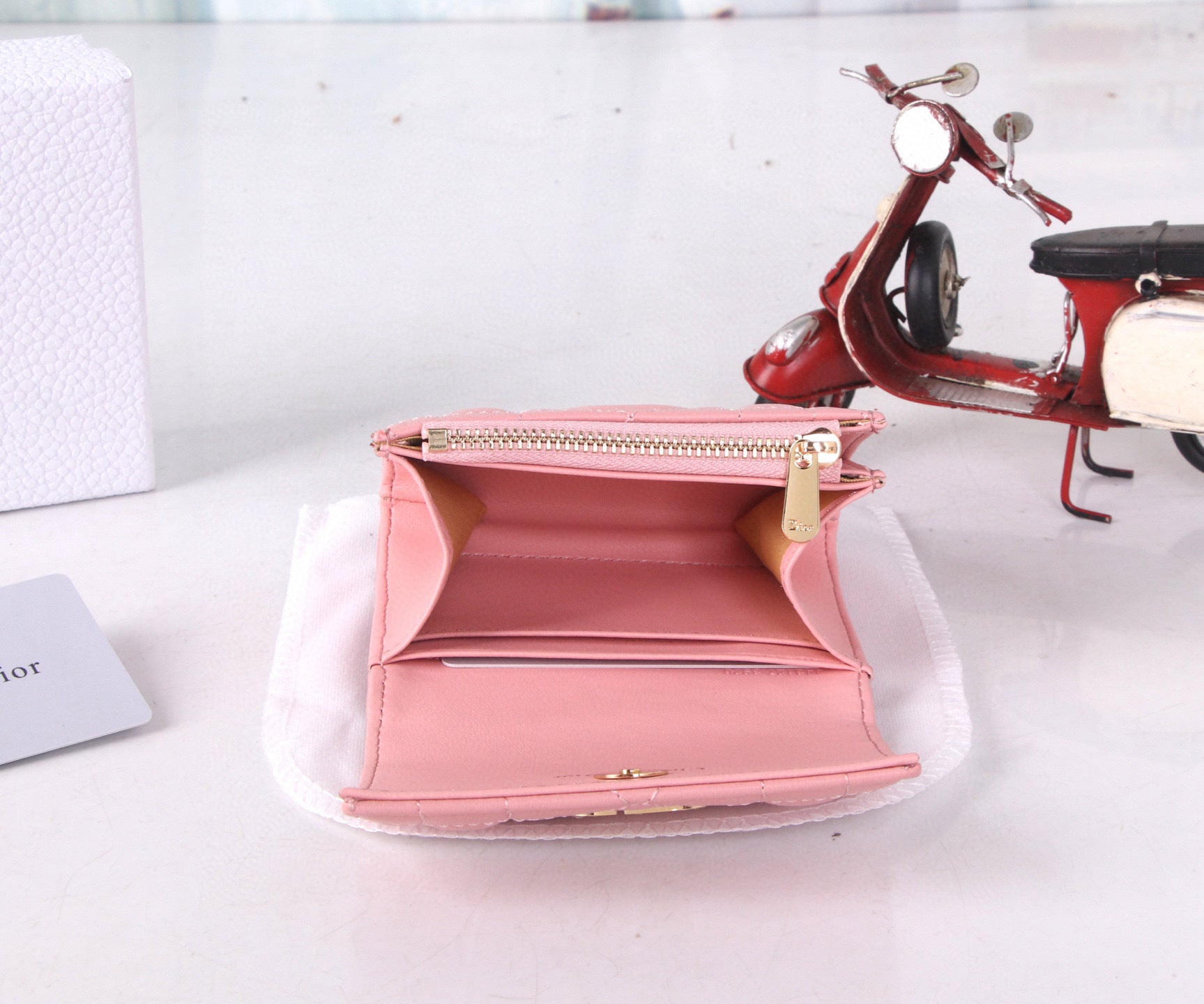 Premium Lambskin Compact Wallet with Crystal Hardware – New Season Collection