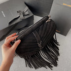 Monogram Messenger Bag | Suede with Tassel Accent