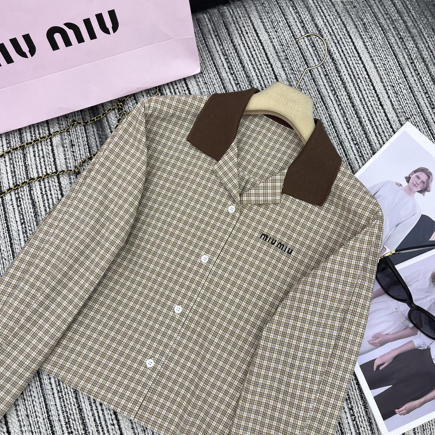 Knitted Plaid Shirt & Skirt Set – Early Spring Collection