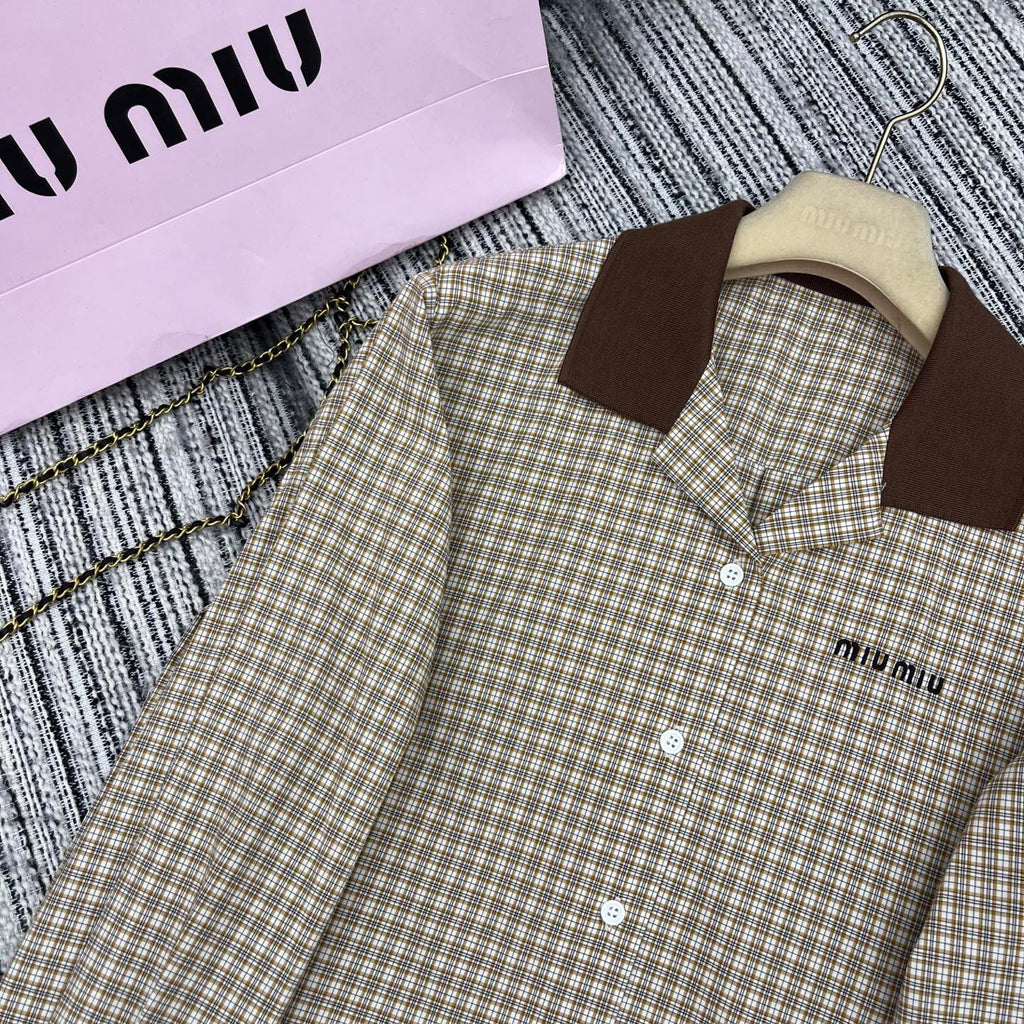 Knitted Plaid Shirt & Skirt Set – Early Spring Collection