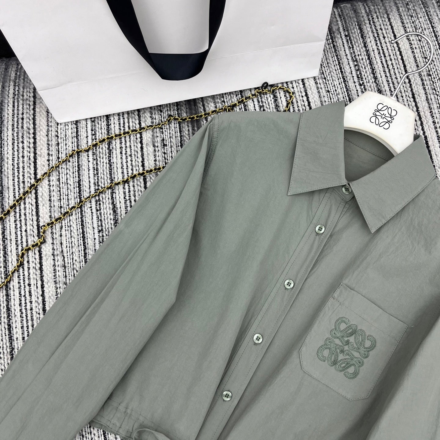 Lapel Shirt & Wide-Leg Pants Set.