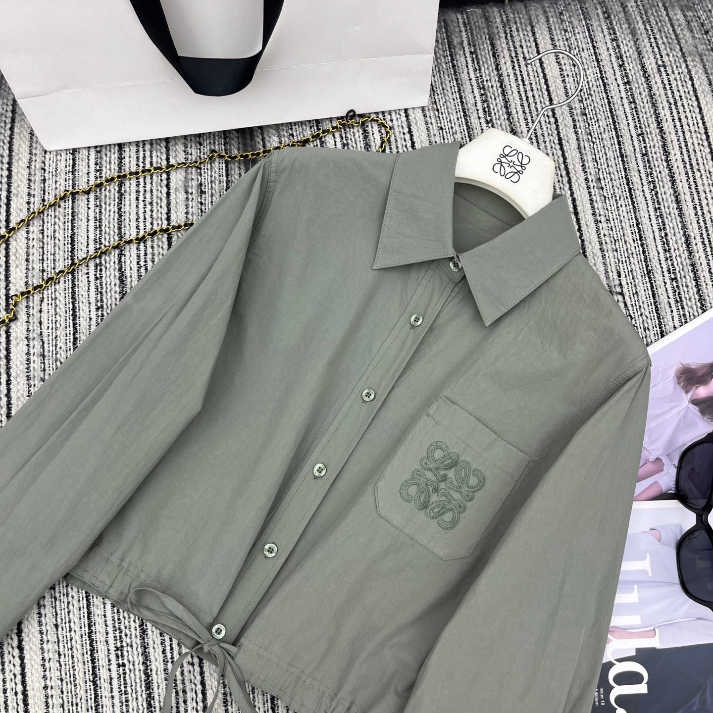 Lapel Shirt & Wide-Leg Pants Set.