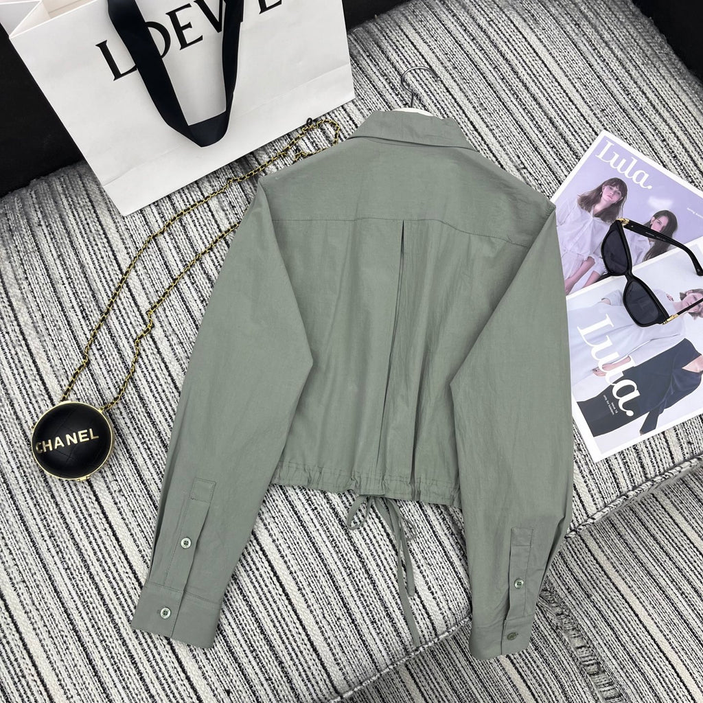 Lapel Shirt & Wide-Leg Pants Set.