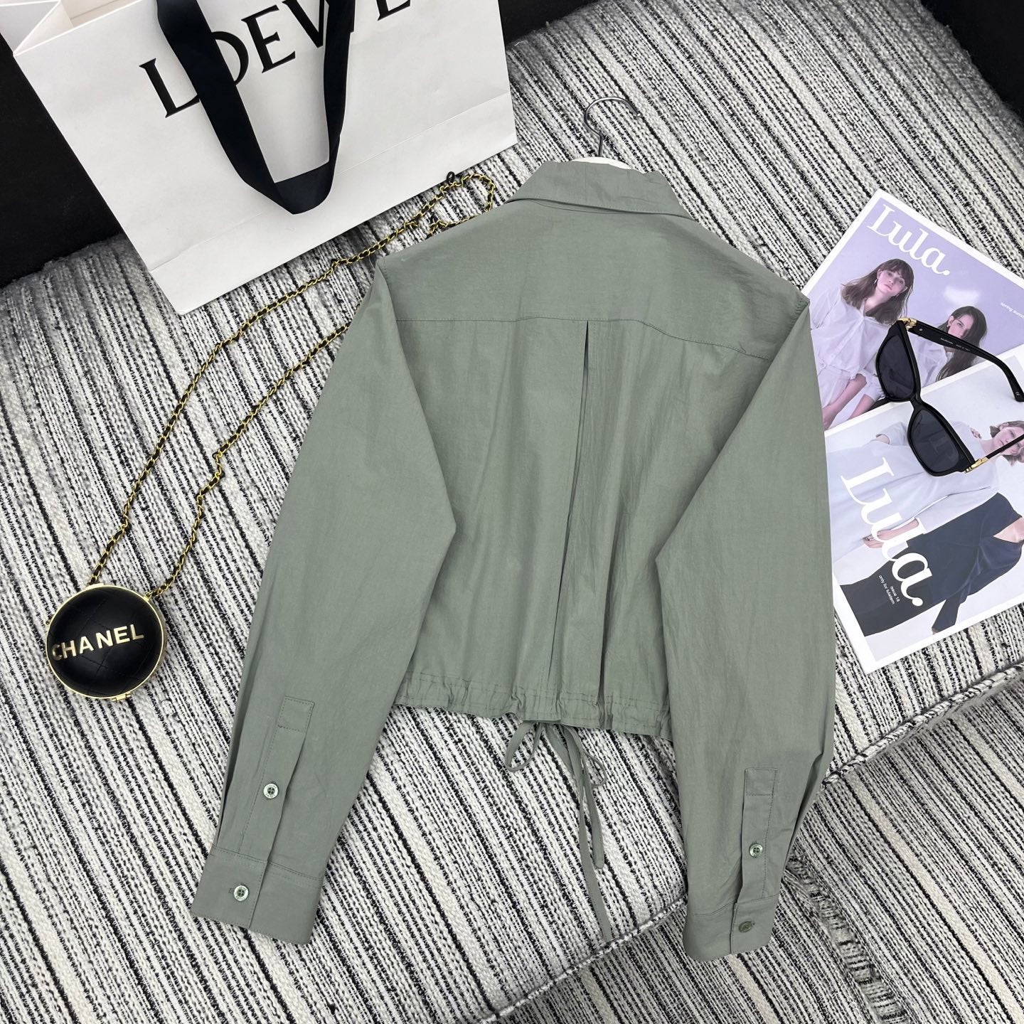 Lapel Shirt & Wide-Leg Pants Set.