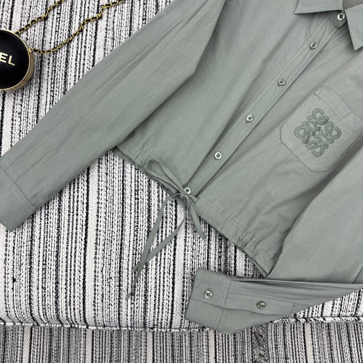 Lapel Shirt & Wide-Leg Pants Set.