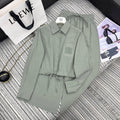 Lapel Shirt & Wide-Leg Pants Set.