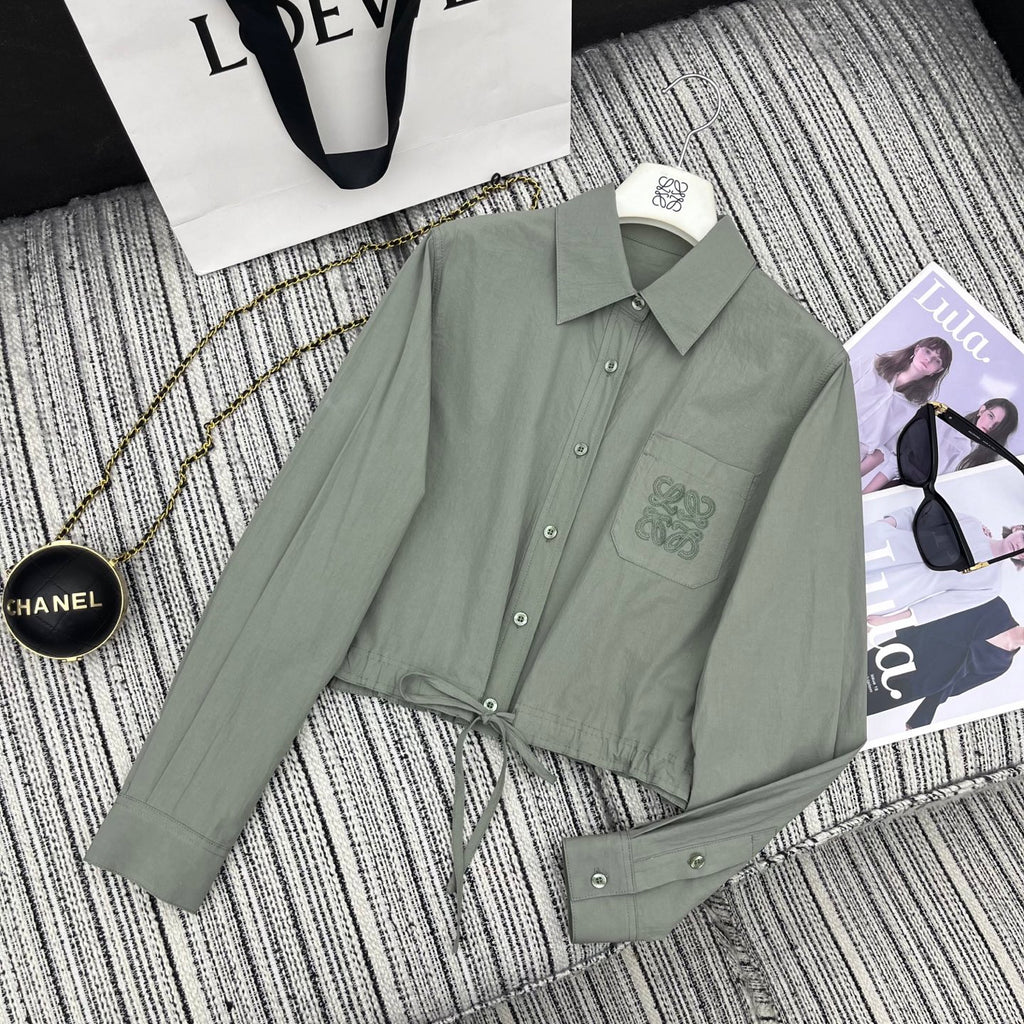 Lapel Shirt & Wide-Leg Pants Set.