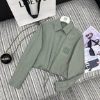 Lapel Shirt & Wide-Leg Pants Set.