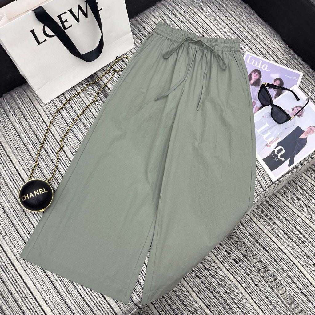 Lapel Shirt & Wide-Leg Pants Set.