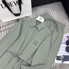 Lapel Shirt & Wide-Leg Pants Set.